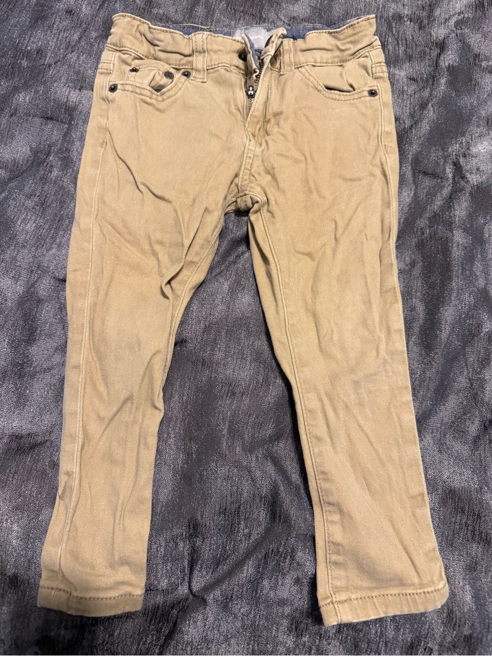 Lucky Brand Boys Khaki Skinny Stretch Jeans Adjustable Waist Toddler Size 3T
